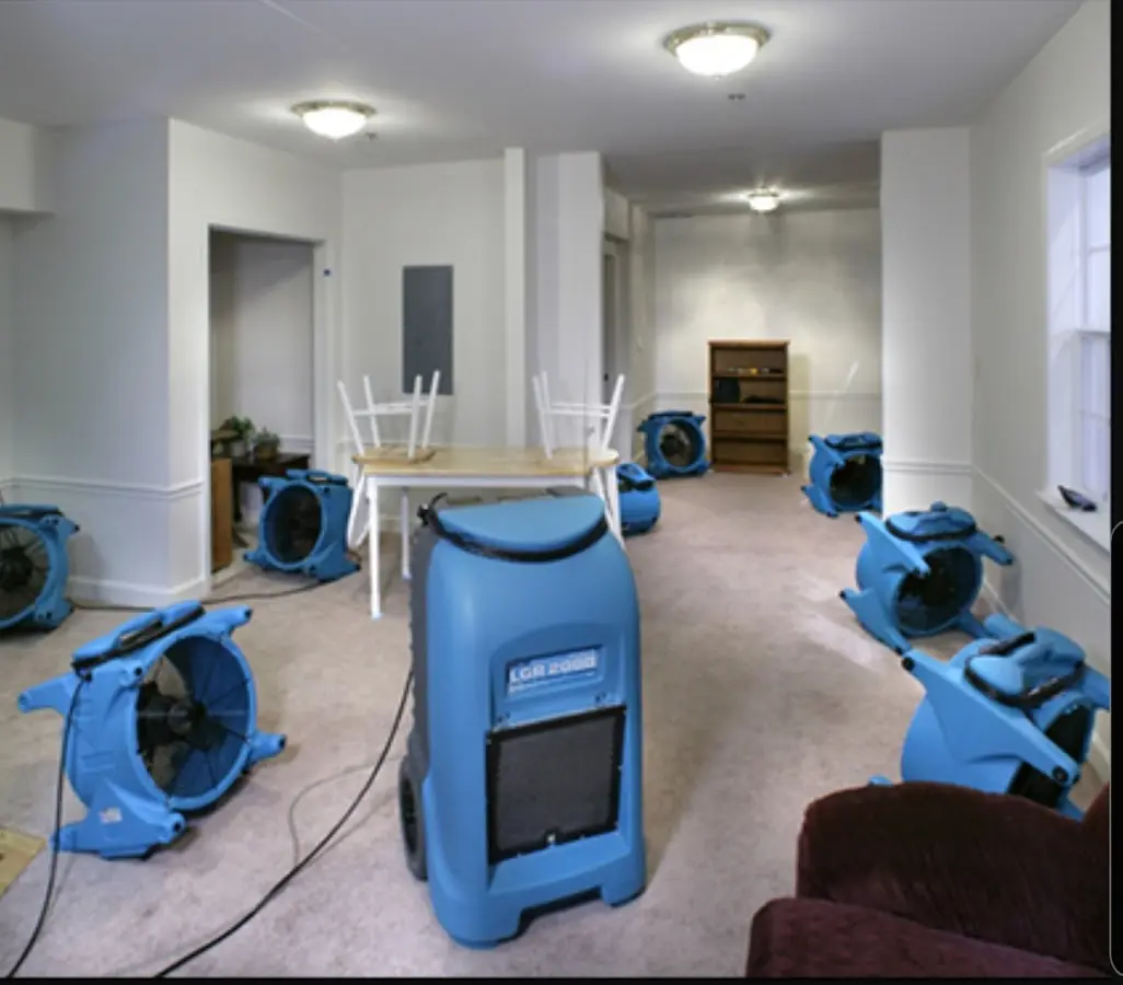 Air movers and dehumidifier setup for Water Extraction & Removal in Kelso